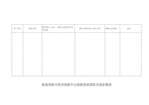海南省航天技术创新中心创新创业团队引进征集表.docx