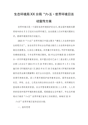 生态环境局XX分局“六·五”世界环境日活动宣传方案.docx