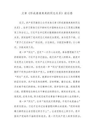 文章《形成清清爽爽的同志关系》读后感.docx