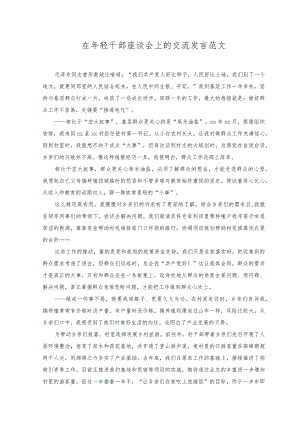 2023年在年轻干部座谈会上的交流发言范文.docx