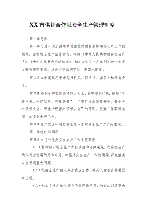 XX市供销合作社安全生产管理制度.docx