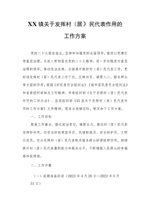 XX镇关于发挥村（居）民代表作用的工作方案.docx