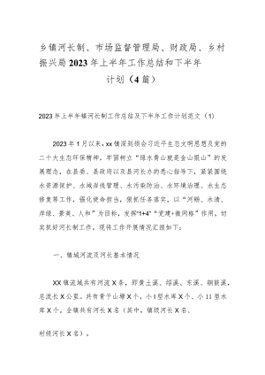 （4篇）乡镇河长制、市场监督管理局、财政局、乡村振兴局2023年上半年工作总结和下半年计划.docx