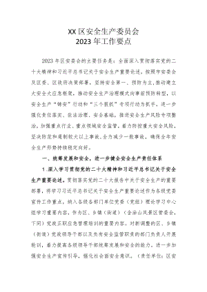 XX区安委会2023年工作要点.docx