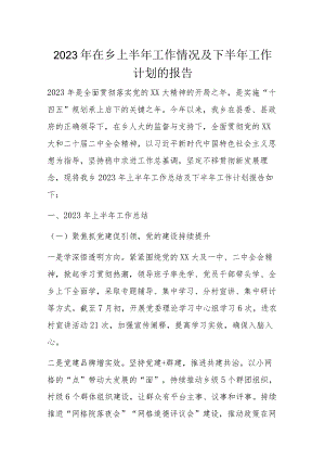 2023年在乡上半年工作情况及下半年工作计划的报告.docx