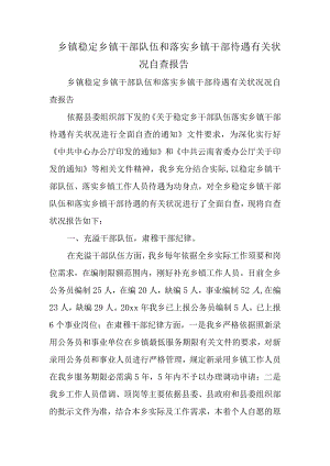 乡镇稳定乡镇干部队伍和落实乡镇干部待遇有关情况自查报告.docx