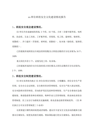 xx单位班组安全文化建设情况报告.docx
