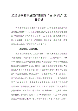 2023公安夏季治安打击整治“百日行动”阶段性总结报告四篇.docx