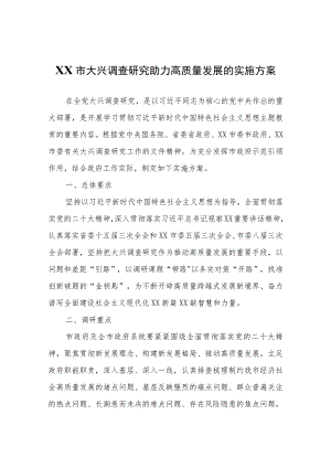 XX市大兴调查研究助力高质量发展的实施方案.docx