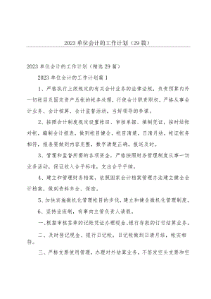 2023单位会计的工作计划（29篇）.docx