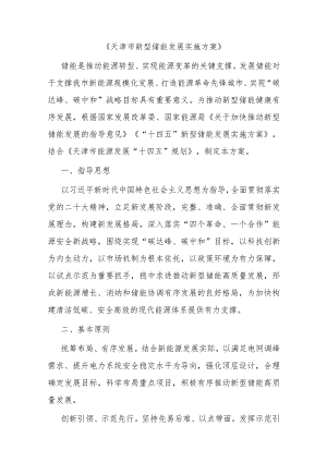 天津市新型储能发展实施方案-全文及解读.docx