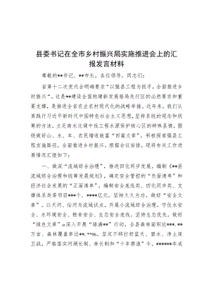县委书记在全市乡村振兴局实施推进会上的汇报发言材料.docx