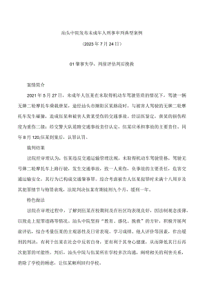汕头中院发布未成年人刑事审判典型案例.docx