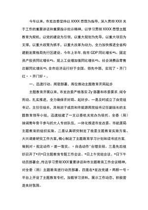 市发改委主题教育阶段性工作进展情况汇报.docx
