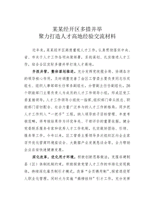 某某经开区多措并举聚力打造人才高地经验交流材料.docx