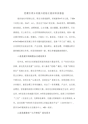 党建引领乡村振兴经验汇报材料供借鉴.docx