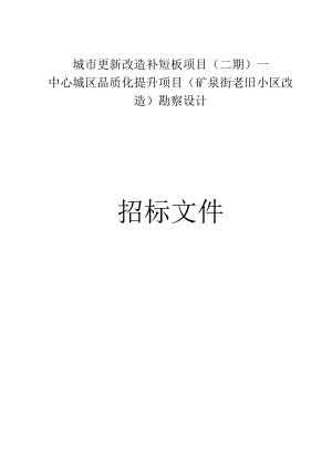 城市更新改造补短板项目（二期）—中心城区品质化提升项目（矿泉街老旧小区改造）勘察设计招标文件.docx
