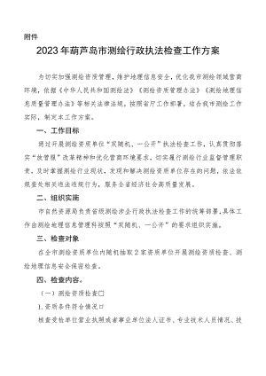 2023年葫芦岛市测绘行政执法检查工作方案.docx