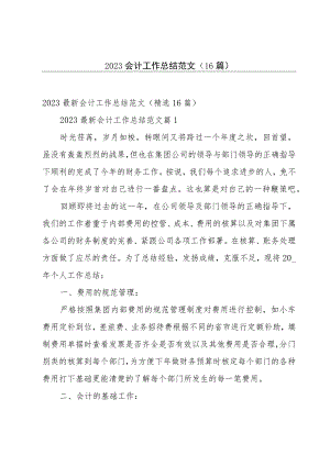 2023会计工作总结范文（16篇）.docx