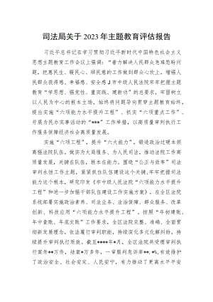 司法局关于2023年开展主题教育评估报告.docx