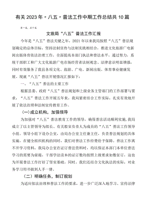 有关2023年“八五”普法工作中期工作总结共10篇.docx