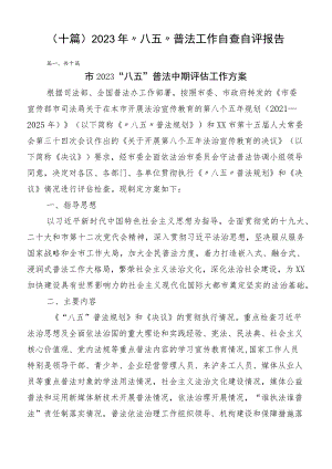 （十篇）2023年“八五”普法工作自查自评报告.docx