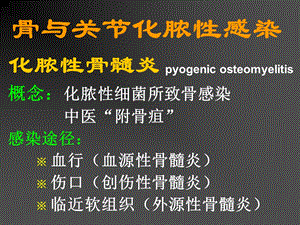 骨与关节化脓性感染化脓性骨髓炎pyogenicosteomyelitis概.ppt