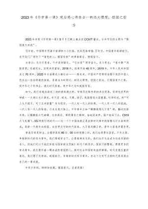 2023年《开学第一课》观后感心得体会—树远大理想担国之担当.docx