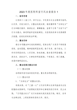 2023年度医院科室行风自查报告1.docx