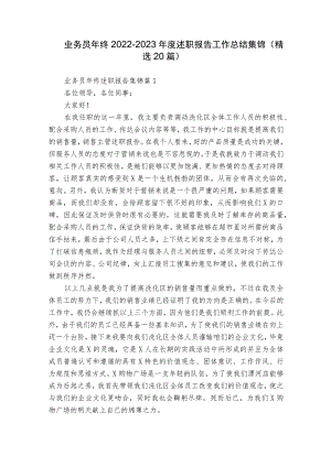 业务员年终2022-2023年度述职报告工作总结集锦（精选20篇）.docx