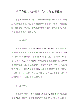 法学会秘书长赴跟班学习干部心得体会.docx
