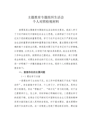 主题教育专题组织生活会个人对照检视材料.docx