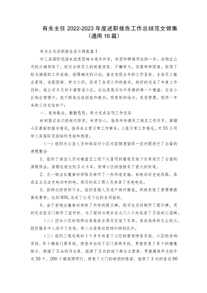 有关主任2022-2023年度述职报告工作总结范文锦集（通用16篇）.docx
