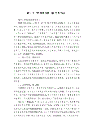 统计工作的自查报告（精选17篇）.docx