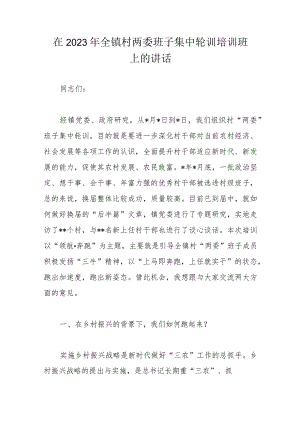 在2023年全镇村两委班子集中轮训培训班上的讲话.docx