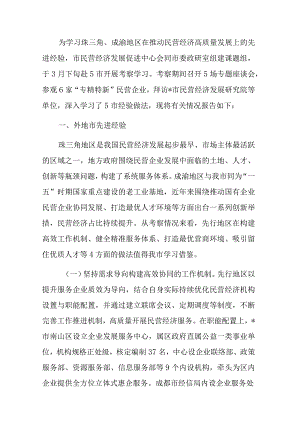 关于赴珠三角、成渝地区等地学习民营经济高质量发展的考察报告.docx