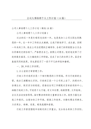 公司人事助理个人工作计划（14篇）.docx
