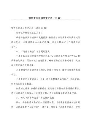 宣传工作计划范文汇总（20篇）.docx