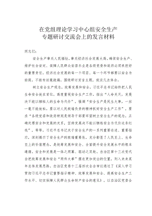 在党组理论学习中心组安全生产专题研讨交流会上的发言材料.docx