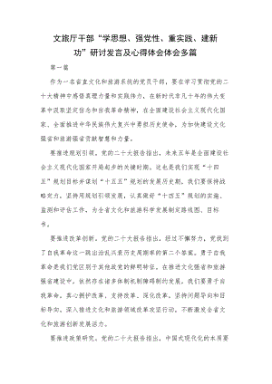文旅厅干部“学思想、强党性、重实践、建新功”研讨发言及心得体会体会多篇.docx