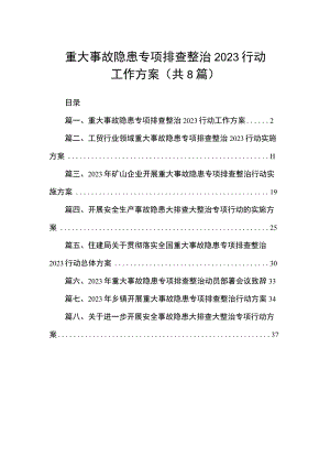 重大事故隐患专项排查整治2023行动工作方案（共8篇）.docx