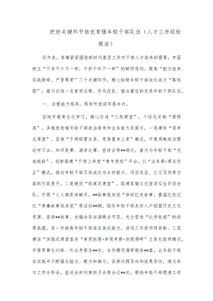 把好关键环节 培优育强年轻干部队伍（人才工作经验做法）.docx