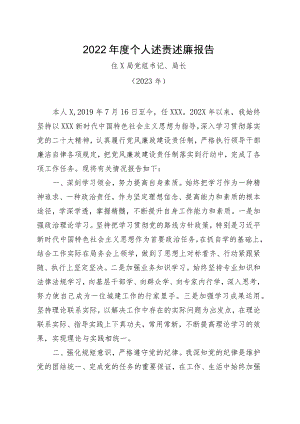 （2023）X局局长年度个人述责述廉报告.docx