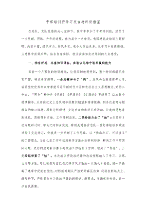 干部培训班学习发言材料供借鉴.docx