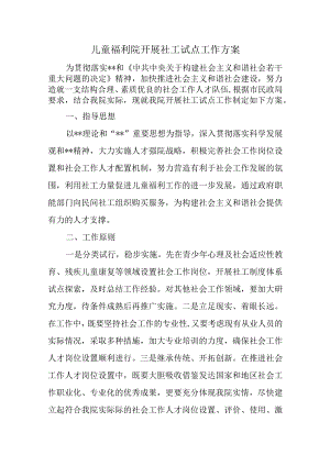儿童福利院开展社工试点工作方案.docx