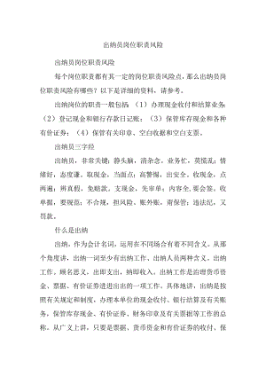 出纳员岗位职责风险.docx