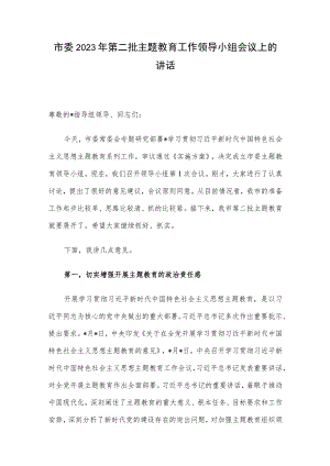 市委2023年第二批主题教育工作领导小组会议上的讲话.docx