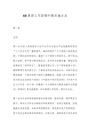 XX集团公司容错纠错实施办法.docx
