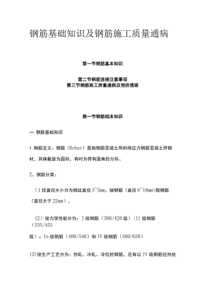 钢筋基础知识及钢筋施工质量通病.docx