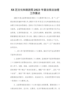 XX区文化和旅游局2023年普法依法治理工作要点.docx